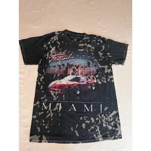 PacSun Coastal Metropolis Miami Graphic Tee Sz S Bleach Affect